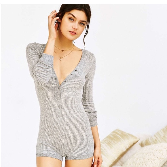 Urban Outfitters Pants - Out from Under Cozy thermal button down Henley bodysuit romper long sleeve s top